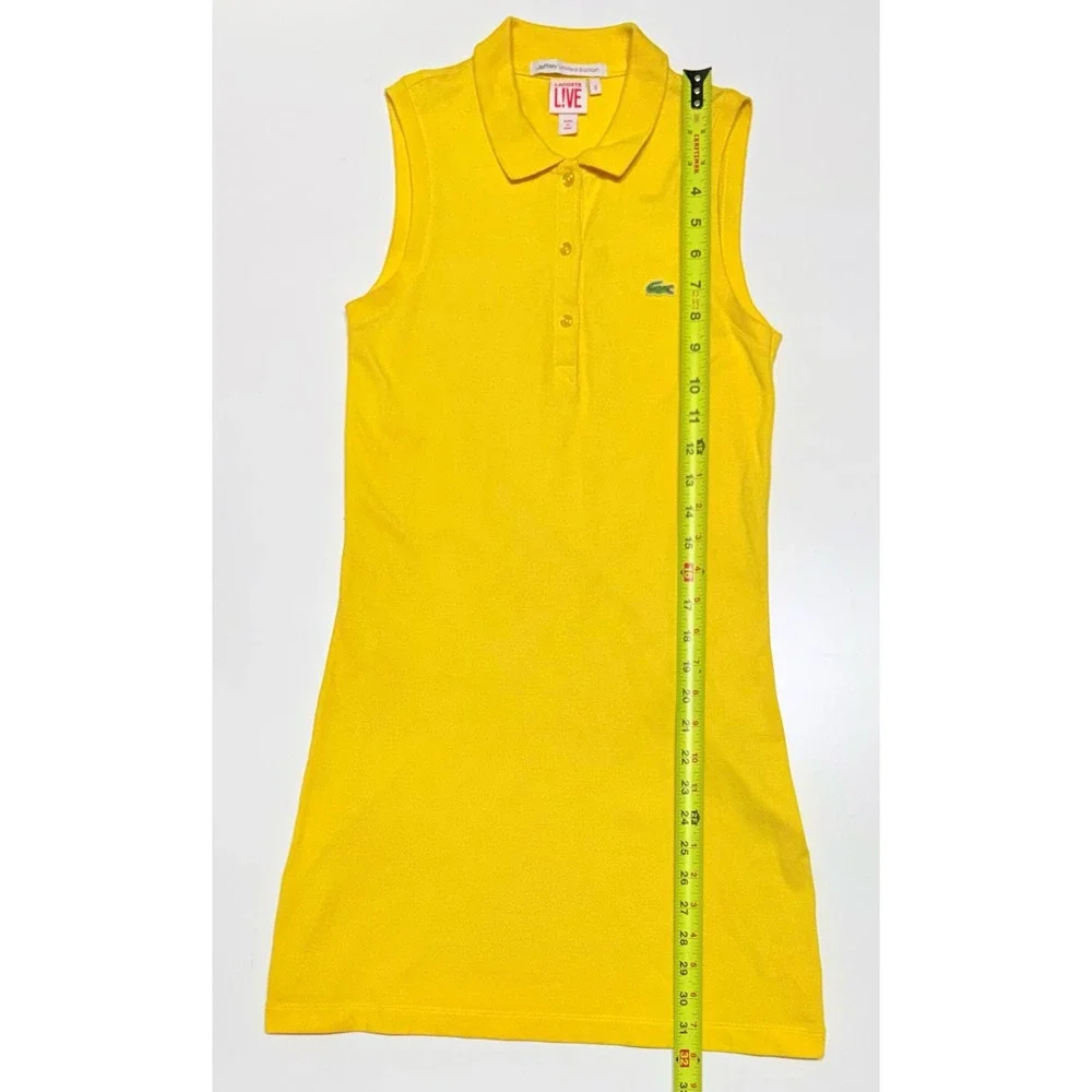 Lacoste LIVE Jeffrey Limited Edition Yellow Sleeveless Polo Mini Dress Womens S